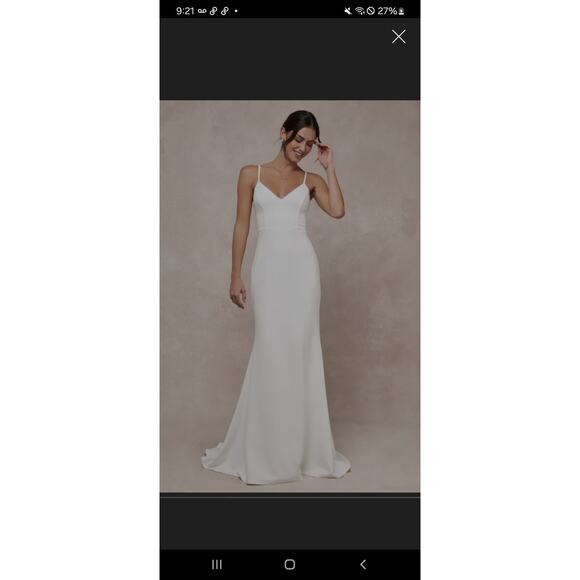 Dreamy Elegant Size Small NWT Lulus Wedding Dress Button Detail Spaghetti V-Neck - Picture 1 of 16
